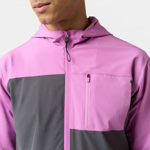 Conjunto Deportivo Cortavientos con Capucha para Hombre, Diseño Color Block, Secado Rápido, Pantalones Cortos Deportivos de Poliéster, Manga Larga, Ropa de Primavera - Product Image 5