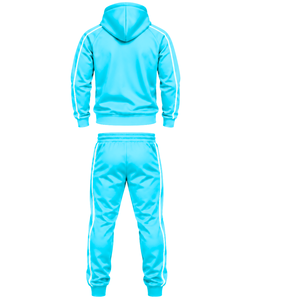 Ensemble de sport pour homme, directement de l'usine : veste zippée à capuche personnalisée et pantalon de jogging, ensemble deux pièces pour entraînement sportif et gym. - Product Image 2