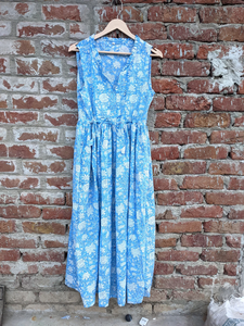 ชุดเดรสอินเดียผ้าฝ้ายพิมพ์ลายด้วยมือ 100% ลายดอกไม้ ทูนิคและเดรสยาวปักลายสไตล์ลำลองสำหรับผู้หญิง - Product Image 6