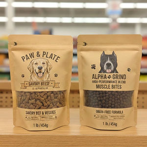 Sacs d'emballage personnalisés en papier kraft écologique de luxe avec fenêtre en plastique pour friandises pour chiens, nourriture pour chats et animaux de compagnie - Product Image 2