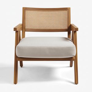 Fauteuil d'appoint en rotin et teck pour la maison, la chambre, le salon, la salle à manger, le salon de réception |   Ultra doux et confortable pour une détente sans stress | - Product Image 2