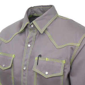 Unisex Gray Cotton Waterproof Plus Size Work <b>Shirt</b> Fluorescent Stitching Dual Pockets for Work Fashion Use Fr <b>Welding</b> <b>Shirts</b> - Product Image 5