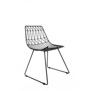 Silla de Metal Negro con Respaldo de Espiga, Estilo Moderno de Mediados de Siglo, Asiento de Descanso para Sala de Estar, Exteriores, Villas y Apartamentos - Product Image 2