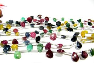 Perles de pierres précieuses naturelles multicolores, rubis facettés, forme de poire, 8 pouces - Product Image 3