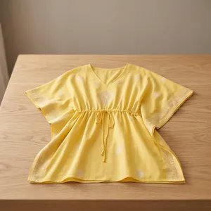 Robe longue d'été sexy en coton pur brodé Chikankari Sunlit Bloom, taille unique et XS, idéale pour les loisirs de jour - Product Image 5