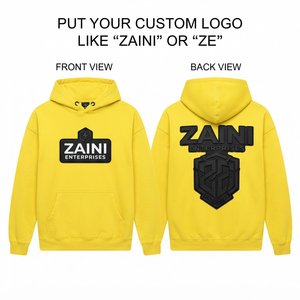 Premium 400g Cotton Men's Pullover <b>Hoodie</b> <b>Yellow</b> Custom Front Logo Oversized Eco-Friendly Breathable Casual Wear - Product Image 1
