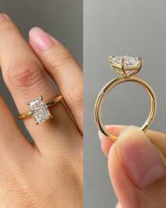 แหวนหมั้นเพชรทรงเรเดียนท์ 3.5 กะรัต เพชรเพาะเลี้ยงในห้องปฏิบัติการ – แหวนเพชรทรงเรเดียนท์ที่ได้รับการรับรอง ทองหรือเงิน - Product Image 5