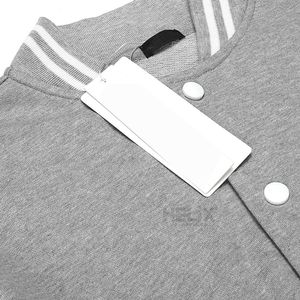 Blouson universitaire gris et blanc en cuir avec manches coupe-vent respirantes, mélange de laine, style décontracté, design personnalisé, veste de baseball à fermeture frontale - Product Image 4