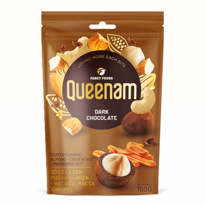 Dragées de Qualité Supérieure en Gros, Expédition Mondiale, HALAL, OEM/ODM, Noix de Cajou, Amandes, Macadamia enrobées de Chocolat Noir et Caramel, 150g - Product Image 1