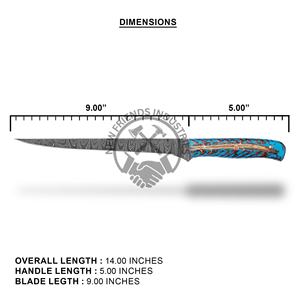 Hot Selling <b>Kitchen</b> Fillet <b>Knife</b> High Quality Custom Handmade Damascus Steel Fish Fillet Chef <b>Knife</b> 8" Blade Ambidextrous Resin - Product Image 6