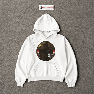 NUEVA Sudadera con Capucha Extra Grande para Hombre, de Algodón, con Diseño de Círculo Cruzado Estampado, Ropa Casual de Otoño, Estilo Vintage, para Uso Diario - Product Image 5