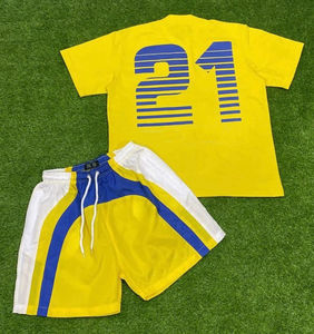 Custom Sky Blue <b>T</b> <b>Shirt</b> Shorts Set Soft Cotton Unisex Summer Outfit OEM Private Label Casual Streetwear Printing Ready Set - Product Image 3