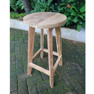 Modern <b>Round</b> Bar <b>Stool</b> Teak Recycled Wood with Well Sanded Finish for Home Bar Dining Villa Use - Product Image 1