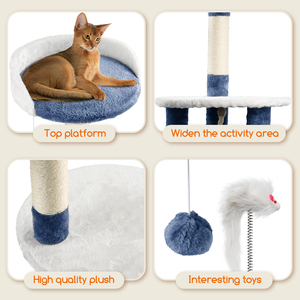 Nobleza gatto albero 118.5 cm di altezza stabile mobili per gatti con 3 piattaforme 1 grotta 1 Pompon 1 Ratter in pelliccia sintetica blu - Product Image 3