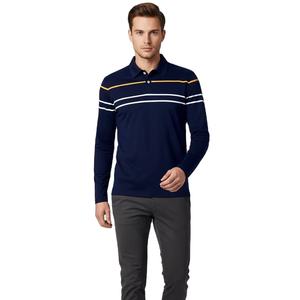 Polo de Manga Larga a Rayas para Hombre, Estilo Casual Otoñal, Rugby, Transpirable, con Cuello Solapa, para Uso Diario - Product Image 1