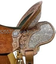 Sillín de cuero occidental Árbol de madera-Asiento duradero cómodo para Trail Riding Ranch Trabajo Entrenamiento Barril Racing Everyday Horse Tack - Product Image 3