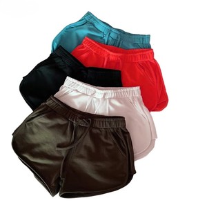 Shorts décontractés pour femmes, couleur unie, taille élastique, en polyester tricoté, respirant, coupe régulière, taille mi-haute - Product Image 3