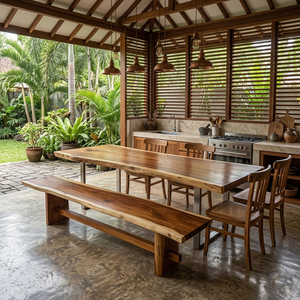 Banco de Espera para Hotel de Madera Maciza de Suar de Alta Calidad y Estilo Moderno con Diseño de Borde Natural, Muebles Comerciales Duraderos y Ecológicos - Product Image 5