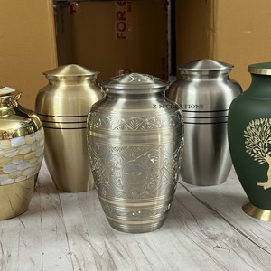 Full Engraved Brass Cremation Urn Platinum Finish Customizable Funeral Adult Ashes Urn Indian Urns Manufacturer Wide Range - Product Image 6