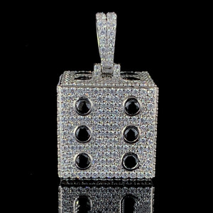 Breloques dés en moissanite sertie de diamants, unisexe, en argent sterling 925 plaqué rhodium, bijoux hip-hop, cadeau tendance pour lui - Product Image 6