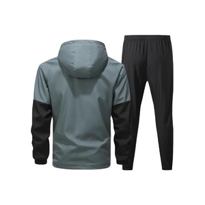 Ensemble de survêtement décontracté pour homme, respirant, effet délavé, en polyester/coton, avec strass, motif uni, collection 2026 - Product Image 4