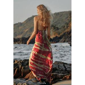 Vestido Maxi Boho con Cuello en V Profundo, Sin Mangas, Estampado Sólido, Bordado, Cintura Natural, Corte en A, Ropa de Playa de Verano de Alta Calidad, 100% Algodón - Product Image 3