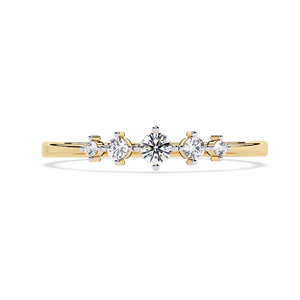 Bague de fiançailles en or massif 18 carats avec diamant naturel taille brillant rond, design multi-pierres, certifiée IGI – Cadeau idéal - Product Image 1