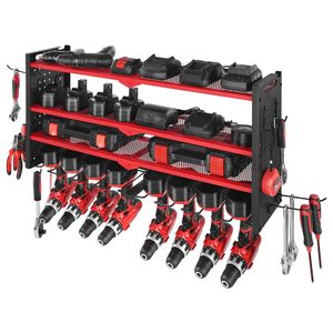 Organizzatore da Parete a 4 Livelli per Utensili Elettrici con 8 Supporti per Trapani e Portautensili - Product Image 1