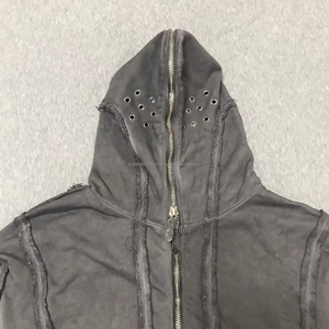 Vente en gros Fabricant de sweat à capuche avec fermeture éclair complète Sweat à capuche avec fermeture éclair complète Sweat à capuche gris délavé - Product Image 5