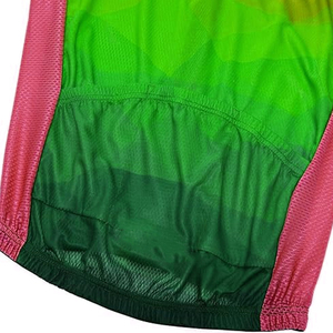 Ensemble de maillot de cyclisme pour hommes, vêtements de vélo à manches courtes, vert rose jaune, motif géométrique, vêtements de cyclisme respirants en Polyester - Product Image 5