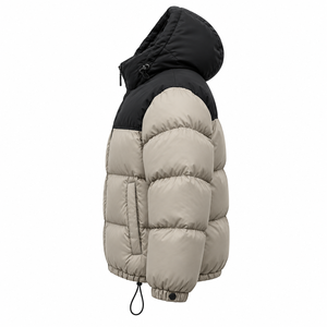 Blouson d'hiver matelassé à capuche pour homme en toile résistante à l'eau, col montant, fermeture éclair, logo personnalisé positionné à l'avant, idéal pour l'extérieur - Product Image 4
