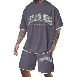 Conjuntos de Camisetas con Estampado Gráfico para Hombre, Conjuntos de 2 Piezas, Conjuntos Cortos para Hombre, Chándal Oversize, Moda de Playa, Conjuntos Deportivos Casuales de Verano - Product Image 1