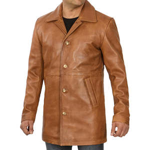 Abrigos Largos de Cuero para Hombre, Moda Invernal Premium, Diseño Estilo Gabardina, Material de Cuero Vacuno Genuino, Abrigo Cálido para la Calle - Product Image 2