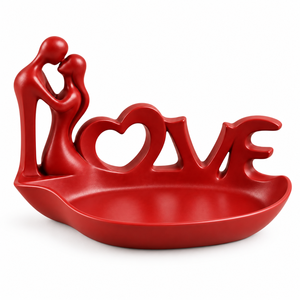 Plateau en aluminium romantique en forme de cœur avec figurine LOVE pour la décoration de table et la décoration intérieure |   Plateau de service décoratif pour mariage - Product Image 1