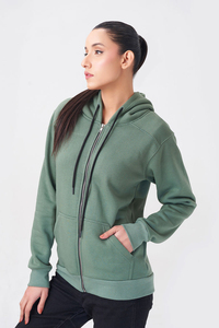 Sudadera con capucha verde para mujer, corte regular, forro polar, informal, para otoño - Product Image 3
