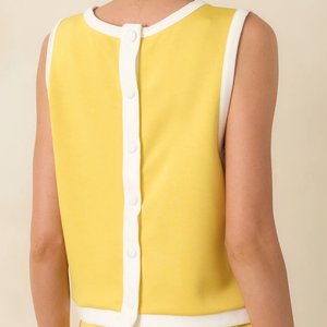 Débardeur marron sans manches pour homme, col rond, motif à pois pailletés, style tricoté décontracté, tricot extensible personnalisé pour femme avec bordure contrastante - Product Image 2
