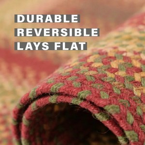Oval Braided Jute Area <b>Rug</b> Red Beige Striped Farmhouse Style Non-Slip Rubber Backing Living Room <b>Rug</b> - Product Image 5