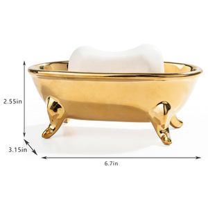 Porte-savon en métal poli doré pour salle de bain et douche, plateau de rangement pour savon finition or - Product Image 4