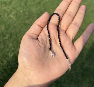 Black Onyx Beaded Sterling Silver Handmade <b>Adjustable</b> <b>Bracelet</b>-Trendy Engagement Gift for Unisex - Product Image 4