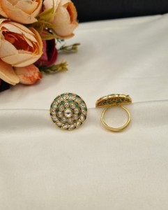 Leaf Motif Swirl Gold Plated <b>Adjustable</b> Finger <b>Ring</b> Artificial Imitation <b>Ring</b> Festive Ethnic Wear <b>Adjustable</b> <b>Size</b> Wholesale <b>Ring</b> - Product Image 1