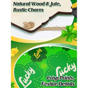 Decorazioni da parete per la festa di San Patrizio, ghirlanda in legno 8 x 21,6 e cartello a forma di vaso per ornamenti da appendere alla porta d'ingresso H - Product Image 2