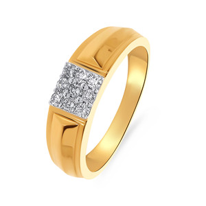 Premium 18K Yellow Gold Square Diamond Cluster <b>Ring</b> for <b>Men</b> Luxury Round Brilliant Diamond Statement Wedding Band Fine Jewelry - Product Image 1