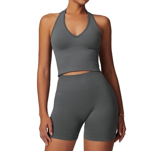 Ensemble 2 pièces pour femmes 2022 Yoga Short Outfit Tops deux pièces et leggings taille haute pour femmes 2026 - Product Image 4