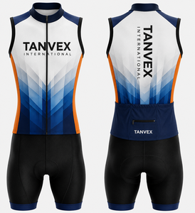 Ensemble de maillots de cyclisme unisexes TANVEX International, écologiques, respirants, 100% polyester, sans manches, kit de vélo personnalisé avec impression du logo de l'équipe - Product Image 3
