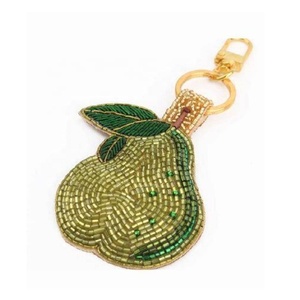 Handmade Glass Beads Avocado Keychain Bag Charm 10x6cm Indian Girls Gift for Purse Backpacks - Product Image 4