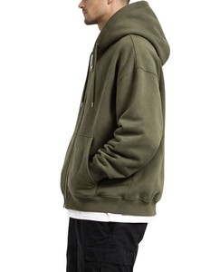 Sudadera con Capucha Verde Oliva para Hombre, Modelo 2026, Cierre de Cremallera, Corte Regular, Felpa de Algodón, Color Sólido, con Bolsillo, para Otoño - Product Image 3