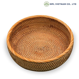 Cesta de fruta de ratán redonda ecológica hecha a mano, accesorios de almacenamiento de cocina de diseño único para uso alimentario - Product Image 3