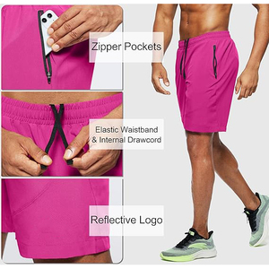 Pantalones Cortos Deportivos de Poliéster Texturizado Tipo Waffle para Hombre, Sólidos, Casuales, Transpirables, para Gimnasio, Running y Entrenamiento - Product Image 2