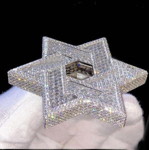 Pendentif étoile en moissanite glacée en argent sterling 925 plaqué rhodium, bijoux de luxe personnalisés unisexes style hip-hop bling pour cadeau - Product Image 2