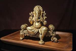 รูปปั้นพระพุทธรูปทองเหลืองขนาดใหญ่ |   เทพเจ้าแห่งโชคลาภแห่งฮินดู ของตกแต่งบ้านและวัด - Product Image 3